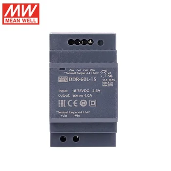 DDR-60L-15, DC/DC преобразователь, 60Вт, вход 18-75В,выход 15В/4А Mean Well DDR-60L-15, DC/DC преобразователь, 60Вт, вход 18-75В,выход 15В/4А Mean Well